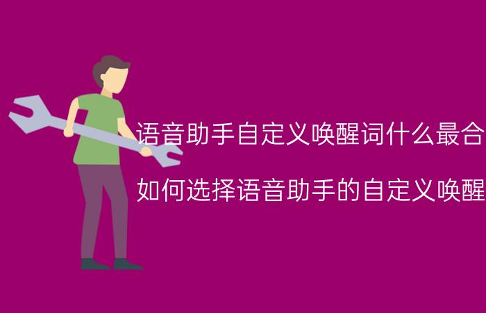 语音助手自定义唤醒词什么最合适 如何选择语音助手的自定义唤醒词